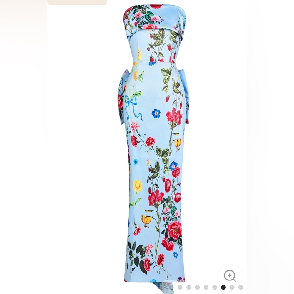 JardinVue Floral Blue Maxi column Dress